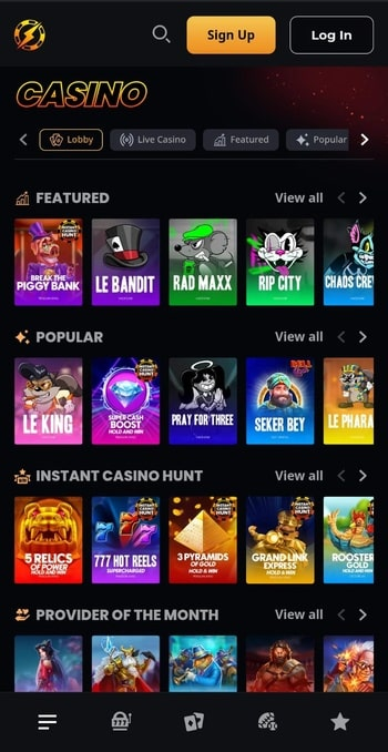 instant casino Gameplay