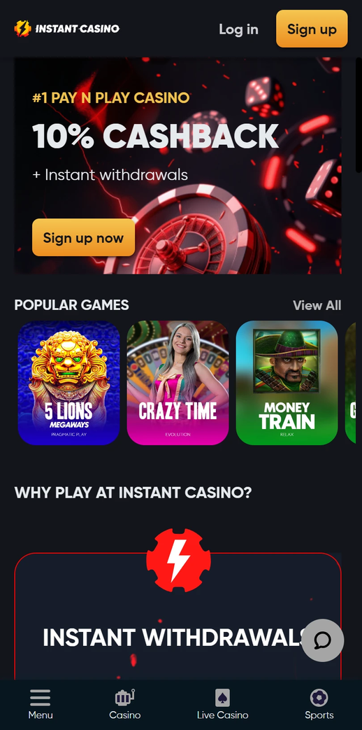 instant casino Gameplay
