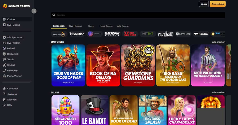 instant casino Gameplay