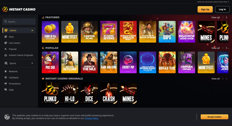 instant casino Gameplay