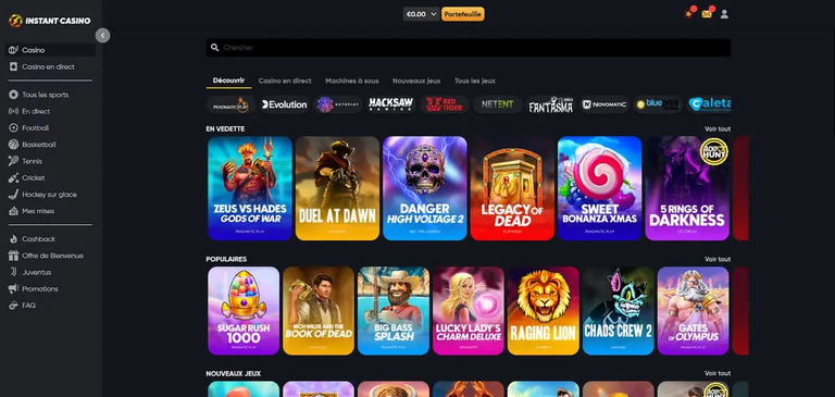 instant casino Gameplay